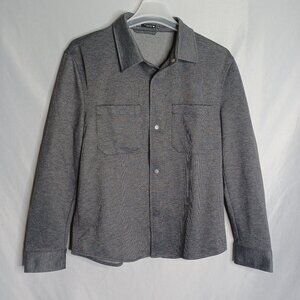 Zara Shirt Jacket Mens USA Large Dark Gray Knit Snap Button Outdoor Cabin Wear
